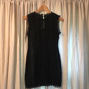 Black floral lace mini dress.